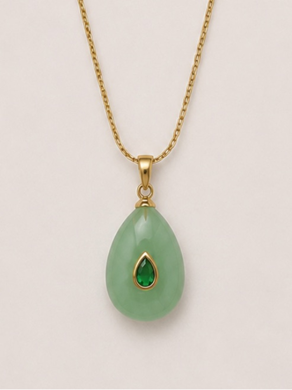 New! Classic Colorful Mint Green Marbled Gemstone Pendant Necklace NWOT 5040